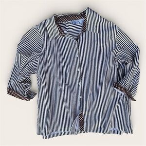 90’s Vintage Oversized Brown and White Stripe Button Up Shirt 3X